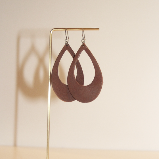 Bison and Leather Earrings