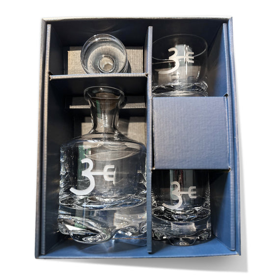 Etched Crystal Whiskey Decanter Set